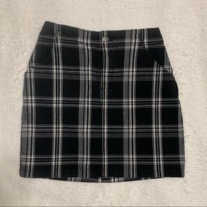 Hollister Black and White Plaid Cotton Ultra High-Rise Mini Skirt Size XS